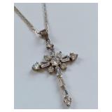 Sterling Silver Cross Pendant Necklace with Clear