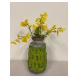 Decorative Green Ceramic Vase with Flowers