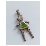 Unique Sterling Silver Girl-Shaped Birthstone Pend