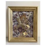 Framed Pressed Flower Art in Gold Ornate Frame