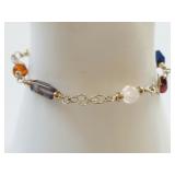 Multi-Gemstone Bracelet with Sterling Silver Links