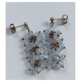 Sterling Silver Baby Blue Faceted Bead Dangle Earr
