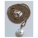 Gold-Tone Sterling Silver Pearl Pendant Necklace
