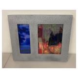 Framed Art Piece with Colorful Dual Panels