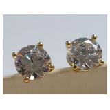 Gold-Tone Sterling Silver Stud Earrings with Spark