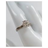 Sterling Silver Ring with Prong Set Clear Stone