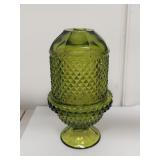 Viking Green Glass Fairy Lamp Diamond Pattern