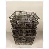 Vintage Industrial Wire Baskets, Set of 4