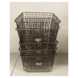 Vintage Wire Gym Locker Baskets Stackable