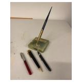 Vintage Pen Set with Sheaffer 14k Nib Desk and Mor