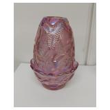 VTG Fenton Pink Strawberry Iridescent Fairy Lamp