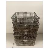 Vintage Industrial Wire Baskets, Set of 4