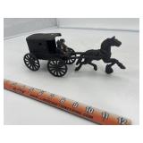 Cast-iron Amish horse and buggy, three-piece