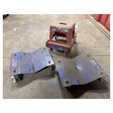 Mechanic stool and two car dollies