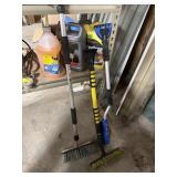 Washer fluid, antifreeze, ice scrapers, and brush