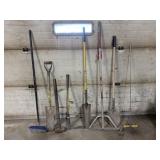 Hand tools, rake, shovels, tile probe