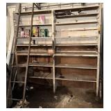 Wooden shelf and ladder shelf measures 80 inches
