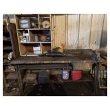 6ft metal top work bench w/vise and contents