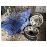 2 large tarps and 3 wheels