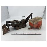 Tonka bulldozer and Nylint U haul trailer