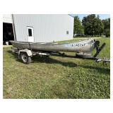 17ft Alumacraft canoe and trailer