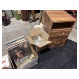 Glassware, stand and record albums