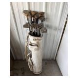 Vintage golf, clubs, and bag