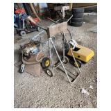 Boat motor stand, leaf vac, and pressure washer