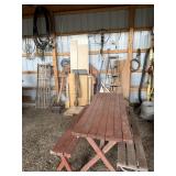 Picnic table and wall contents