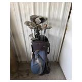 Golf clubs and bag(bag bottom has hole)