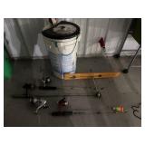 Ice fishing bucket with poles and tip ups
