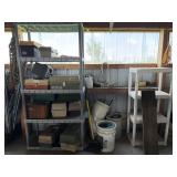 Shelves, Empty tackle boxes and wall contents