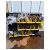 Rack with misc grinder disc and parts