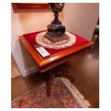 ANTIQUE VICTORIAN VELVET TOP TABLE W/ ROLLERS