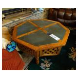 OCTAGON COFFEE TABLE W/ 2 WOOD END TABLES