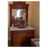 MARBLE TOP WASH STAND W/ MIRROR