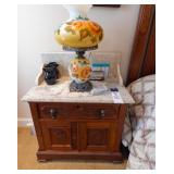 MARBLE TOP OAK WASH STAND