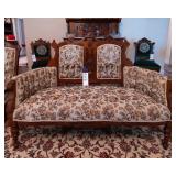 ANTIQUE SETTEE W/ WOOD ACCENTS