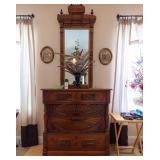 WALNUT HANKIE BOX DRESSER W/ MIRROR