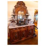 ANTIQUE VICTORIAN MARBLE TOP SIDEBOARD