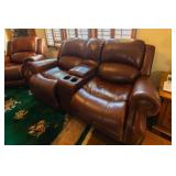2 SEAT LEATHER THEATER STYLE COUCH