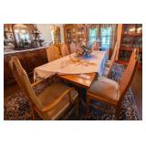 WOOD DINING TABLE W/ 8 CHAIRS