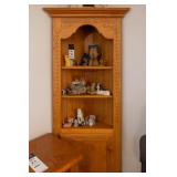 CORNER DISPLAY SHELF W/ CONTENTS