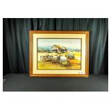 COTTON PICKING FRAMED PICTURE JACK DELONG