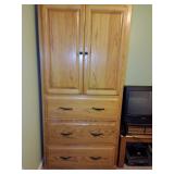 Oak Wardrobe Cabinet with Drawers