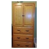 Oak Wood Armoire with Drawers
