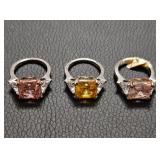 Assorted Color Rectangular Faceted Stone Rings