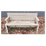 Outdoor Tan Bench with Armrests