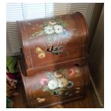 Decorative Wood Storage Chests with Floral Motifs
