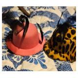 Miniature Decorative Hats, Feather Accents, Set of